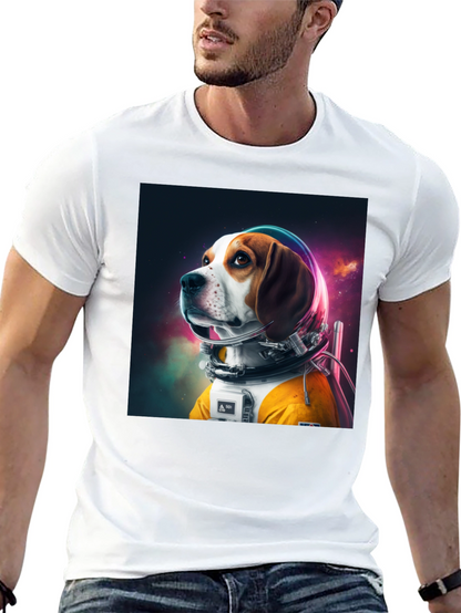 Astronaut Dog Graphic Tee - Cool Space Beagle Shirt