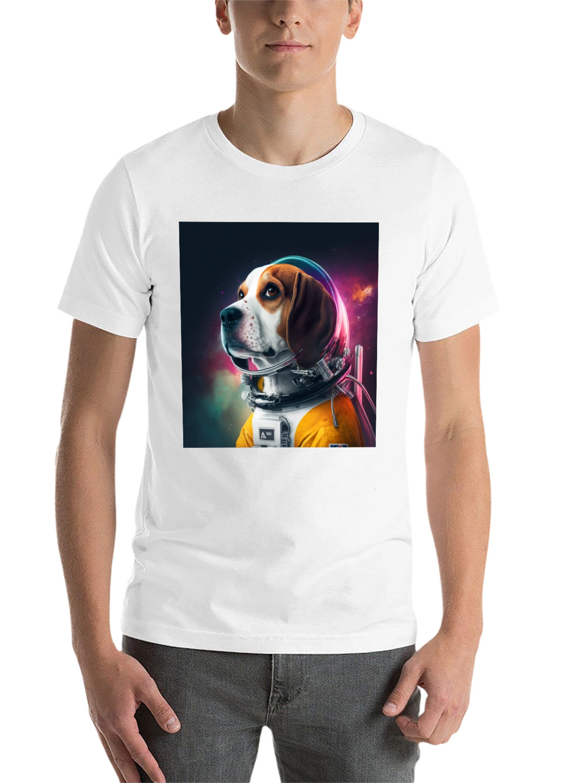 Astronaut Dog Graphic Tee - Cool Space Beagle Shirt