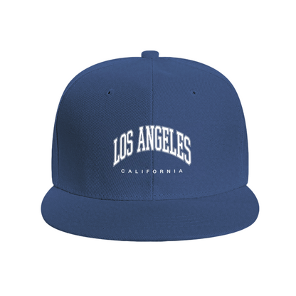 Vintage Los Angeles California Printed Black Flat Brim Hat, West Coast Streetwear Snapback