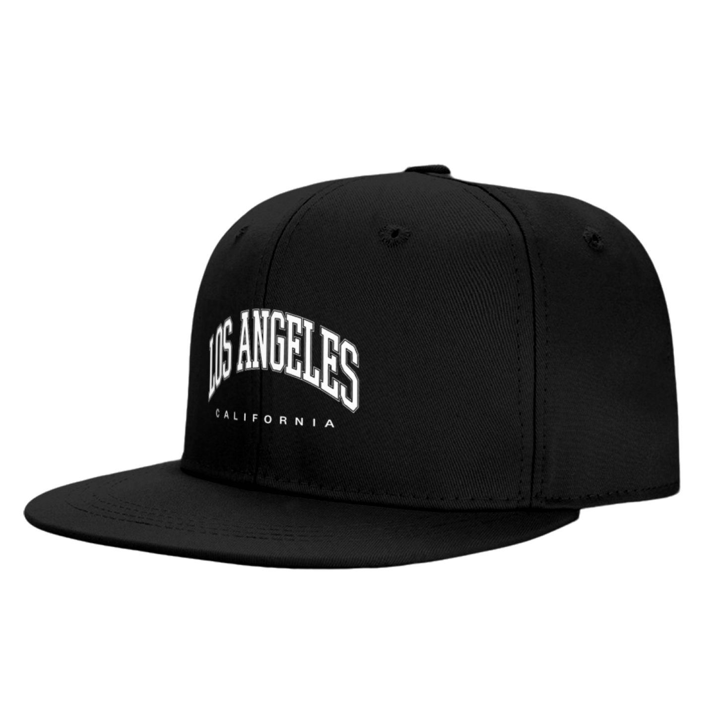 Vintage Los Angeles California Printed Black Flat Brim Hat, West Coast Streetwear Snapback