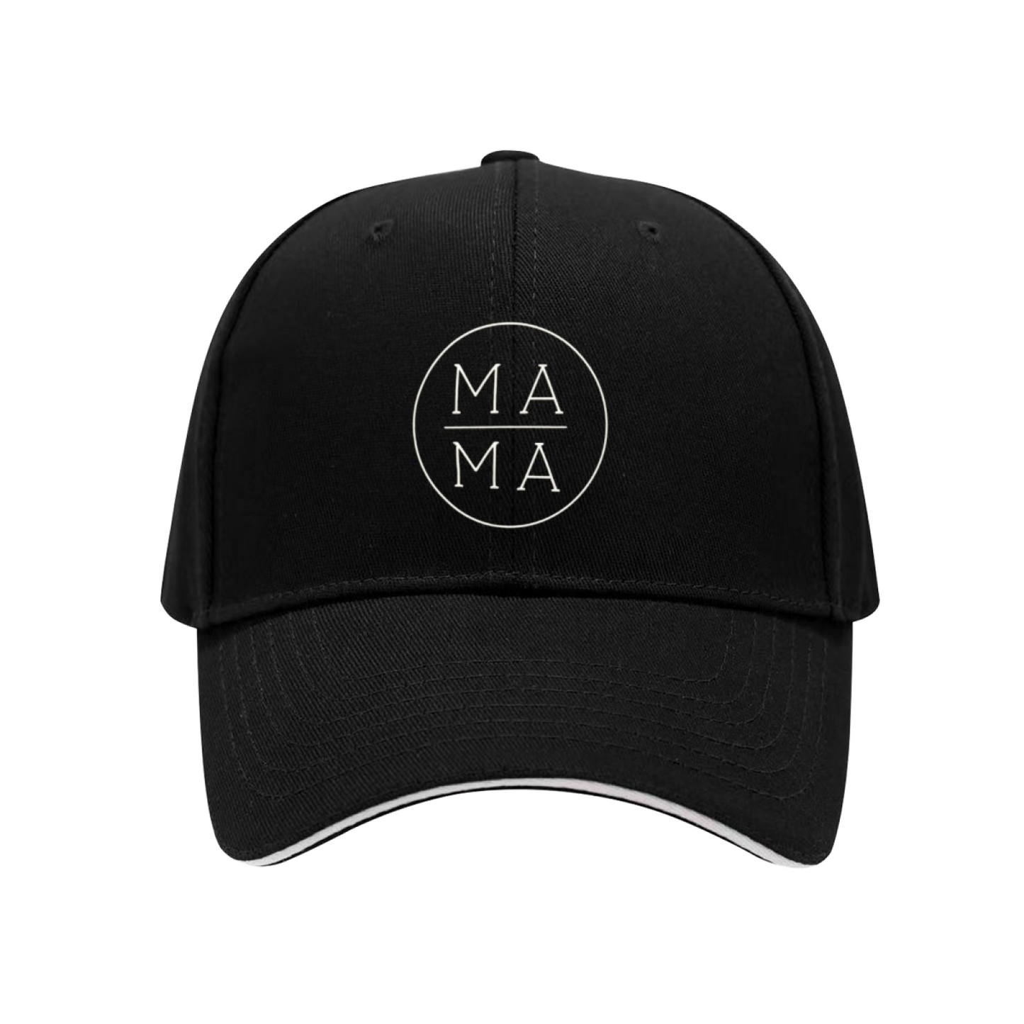 Circular Minimal MA MA Letter Multi-Color Sandwich Brim Mom Cap