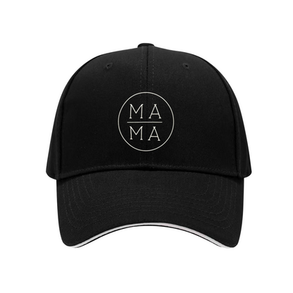Circular Minimal MA MA Letter Multi-Color Sandwich Brim Mom Cap