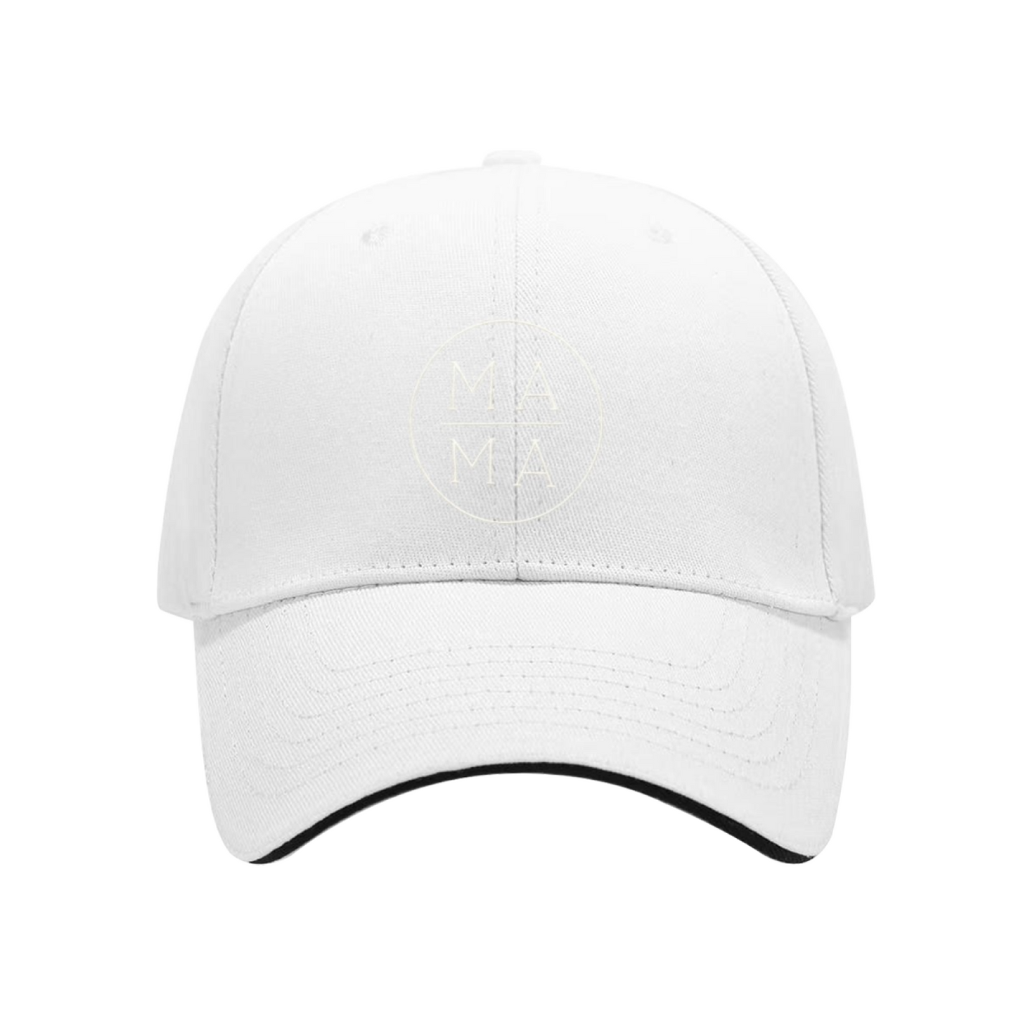 Circular Minimal MA MA Letter Multi-Color Sandwich Brim Mom Cap