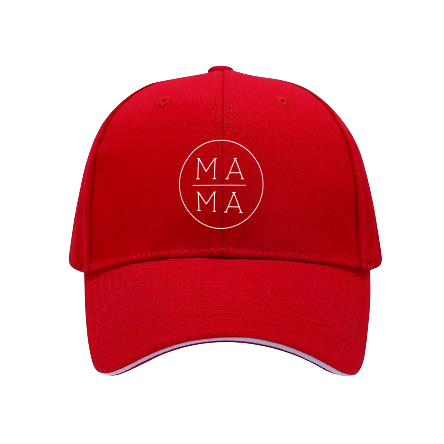 Circular Minimal MA MA Letter Multi-Color Sandwich Brim Mom Cap
