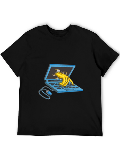 Laptop Monster Graphic Tee - Black Cotton T-Shirt