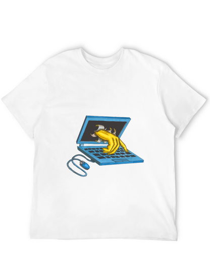 Laptop Monster Graphic Tee - Black Cotton T-Shirt