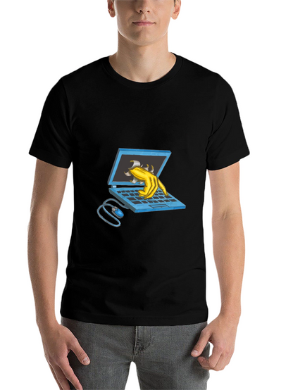 Laptop Monster Graphic Tee - Black Cotton T-Shirt
