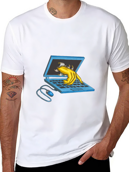 Laptop Monster Graphic Tee - Black Cotton T-Shirt
