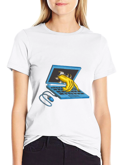 Laptop Monster Graphic Tee - Black Cotton T-Shirt