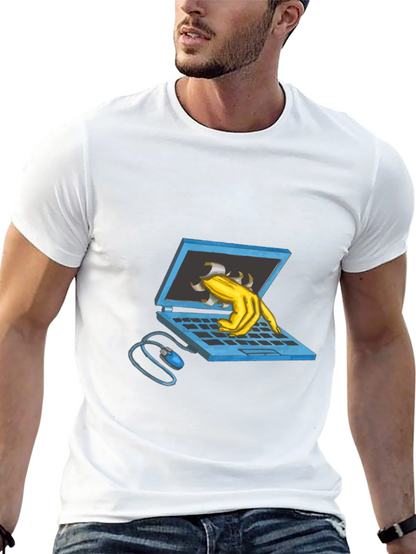 Laptop Monster Graphic Tee - Black Cotton T-Shirt