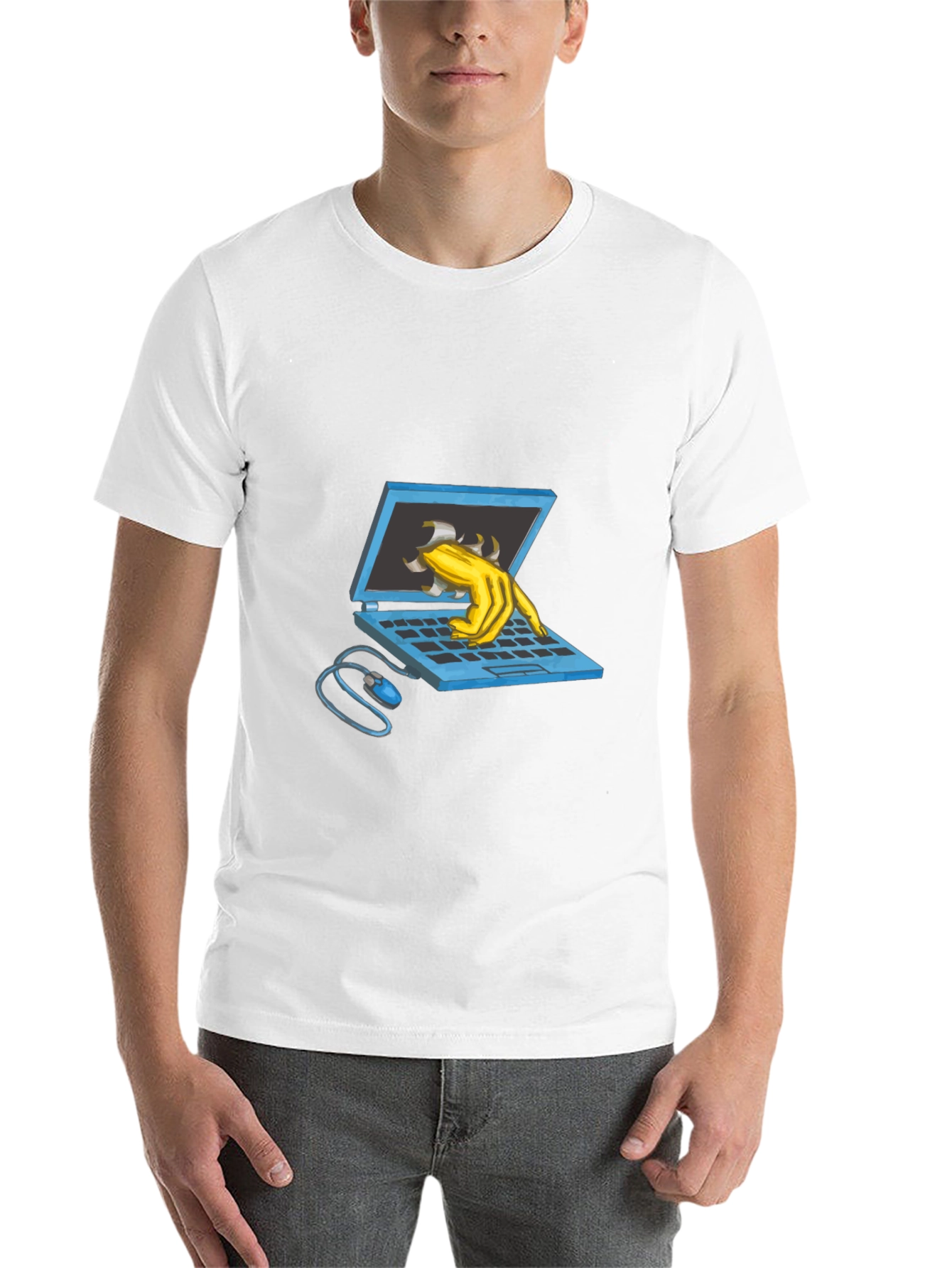 Laptop Monster Graphic Tee - Black Cotton T-Shirt