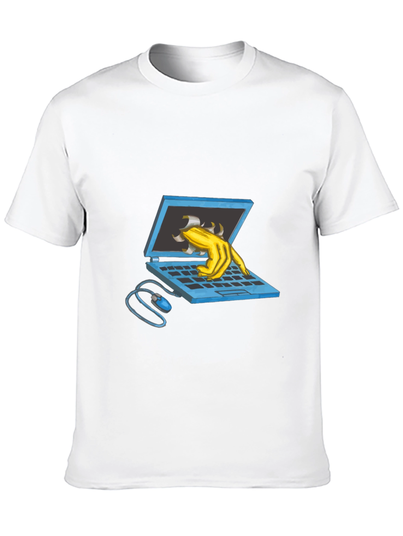 Laptop Monster Graphic Tee - Black Cotton T-Shirt
