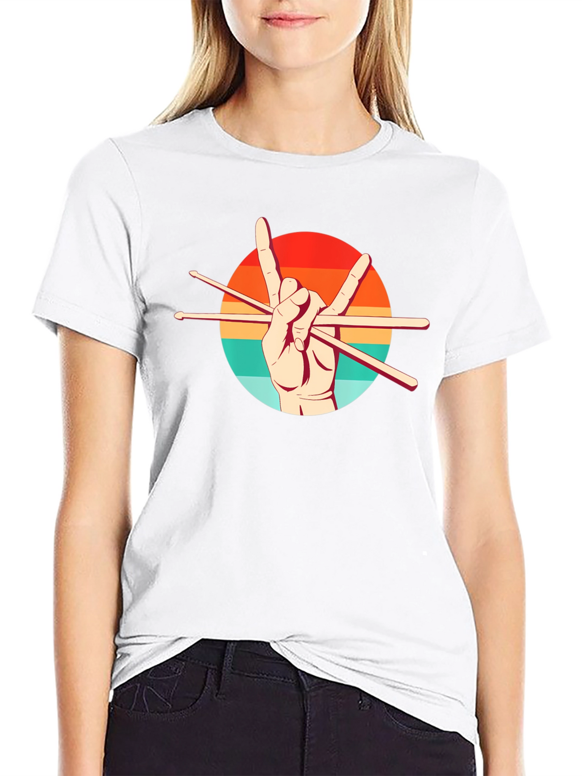 Rock On Drummer Graphic Tee