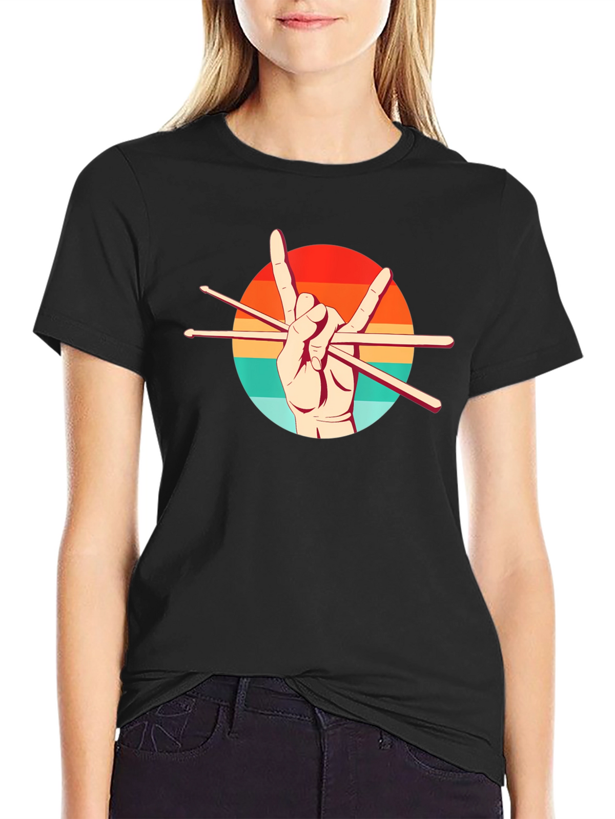 Rock On Drummer Graphic Tee