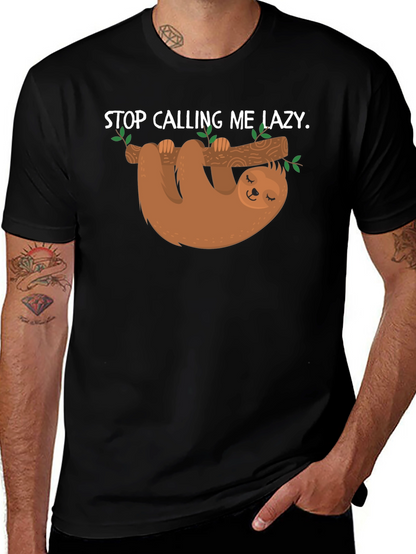 Lazy Sloth Graphic T-Shirt -  Mens Black Tee