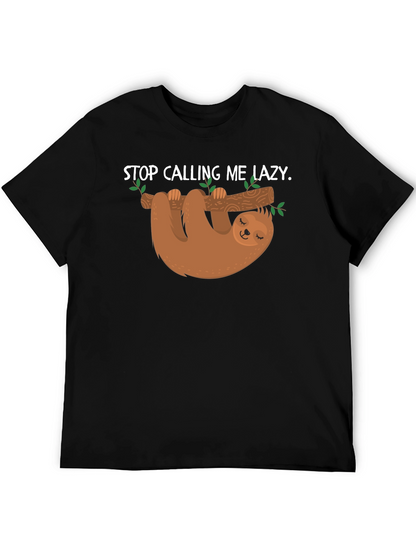 Lazy Sloth Graphic T-Shirt -  Mens Black Tee