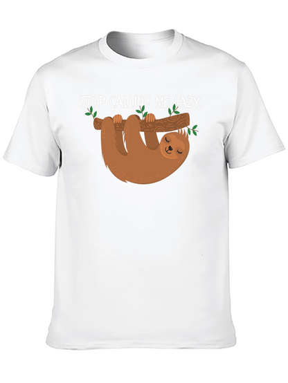 Lazy Sloth Graphic T-Shirt -  Mens Black Tee