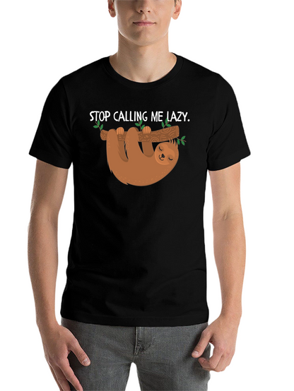Lazy Sloth Graphic T-Shirt -  Mens Black Tee