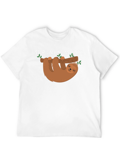 Lazy Sloth Graphic T-Shirt -  Mens Black Tee