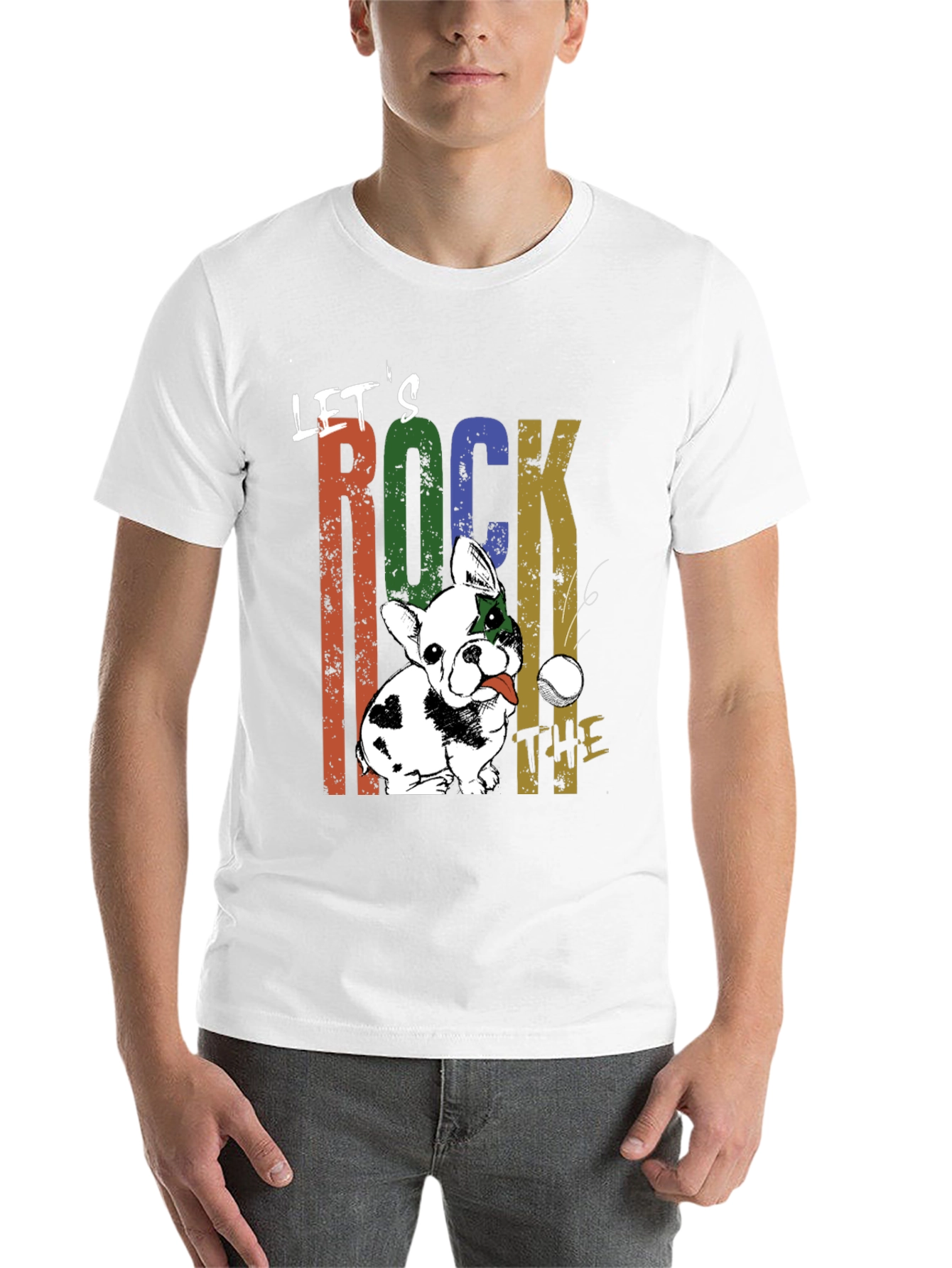 Lets Rock The Tee - Dog Graphic T-Shirt
