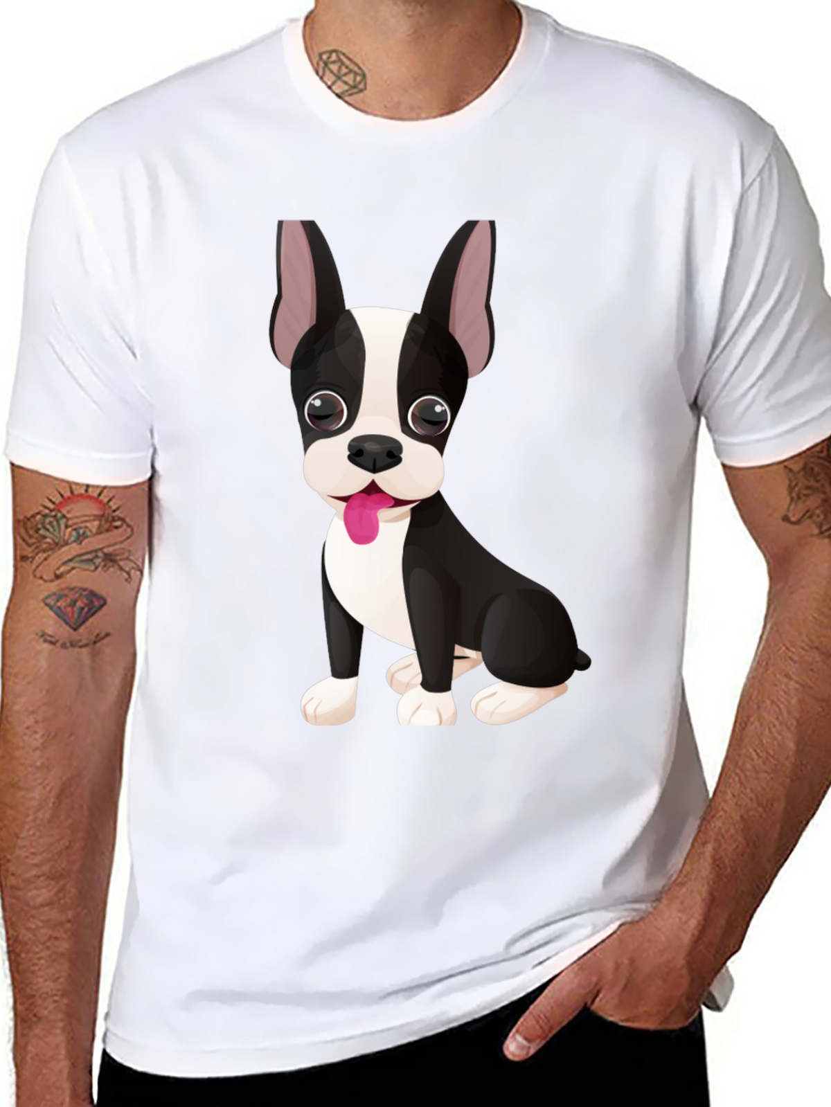 Dog Graphic Tee - Cute Boston Terrier Design