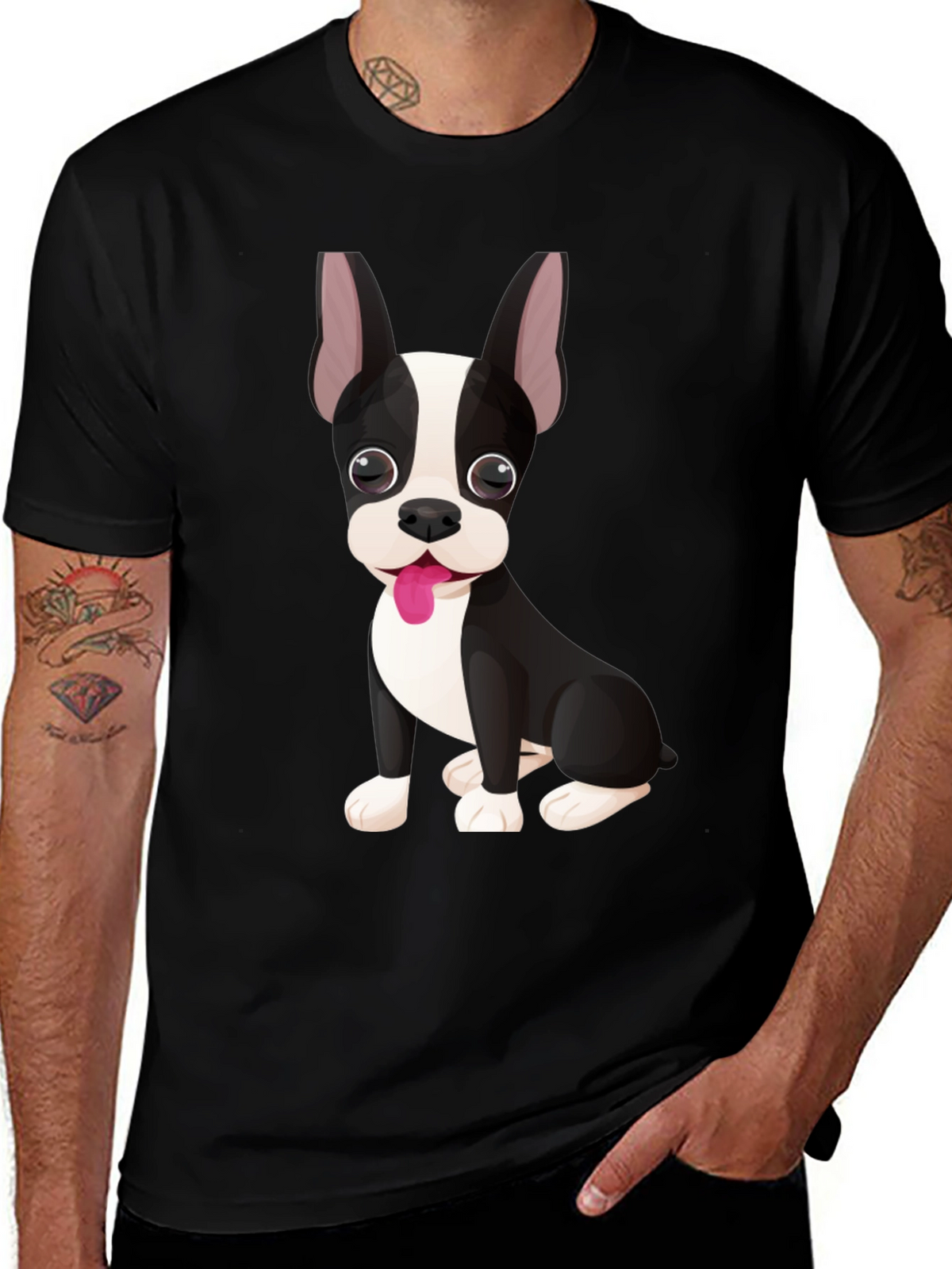 Dog Graphic Tee - Cute Boston Terrier Design