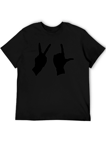 Peace & Love Hand Gesture Black Graphic Tee