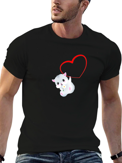 Cute Hamster Heart Graphic Black T-Shirt