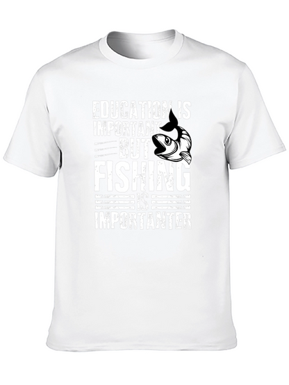Education vs Fishing Graphic Tee - Black