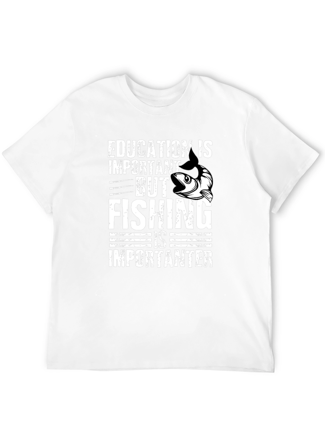 Education vs Fishing Graphic Tee - Black