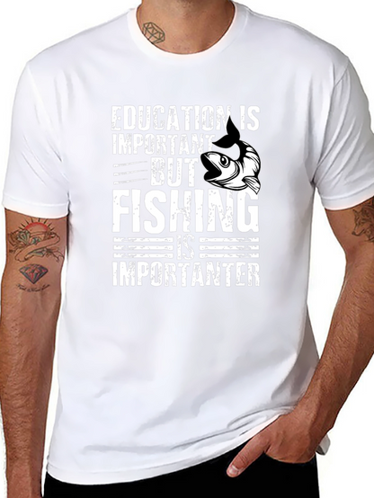 Education vs Fishing Graphic Tee - Black