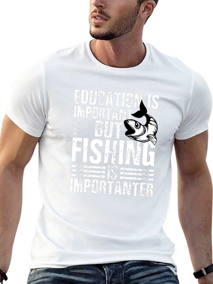Education vs Fishing Graphic Tee - Black