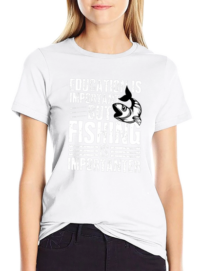 Education vs Fishing Graphic Tee - Black