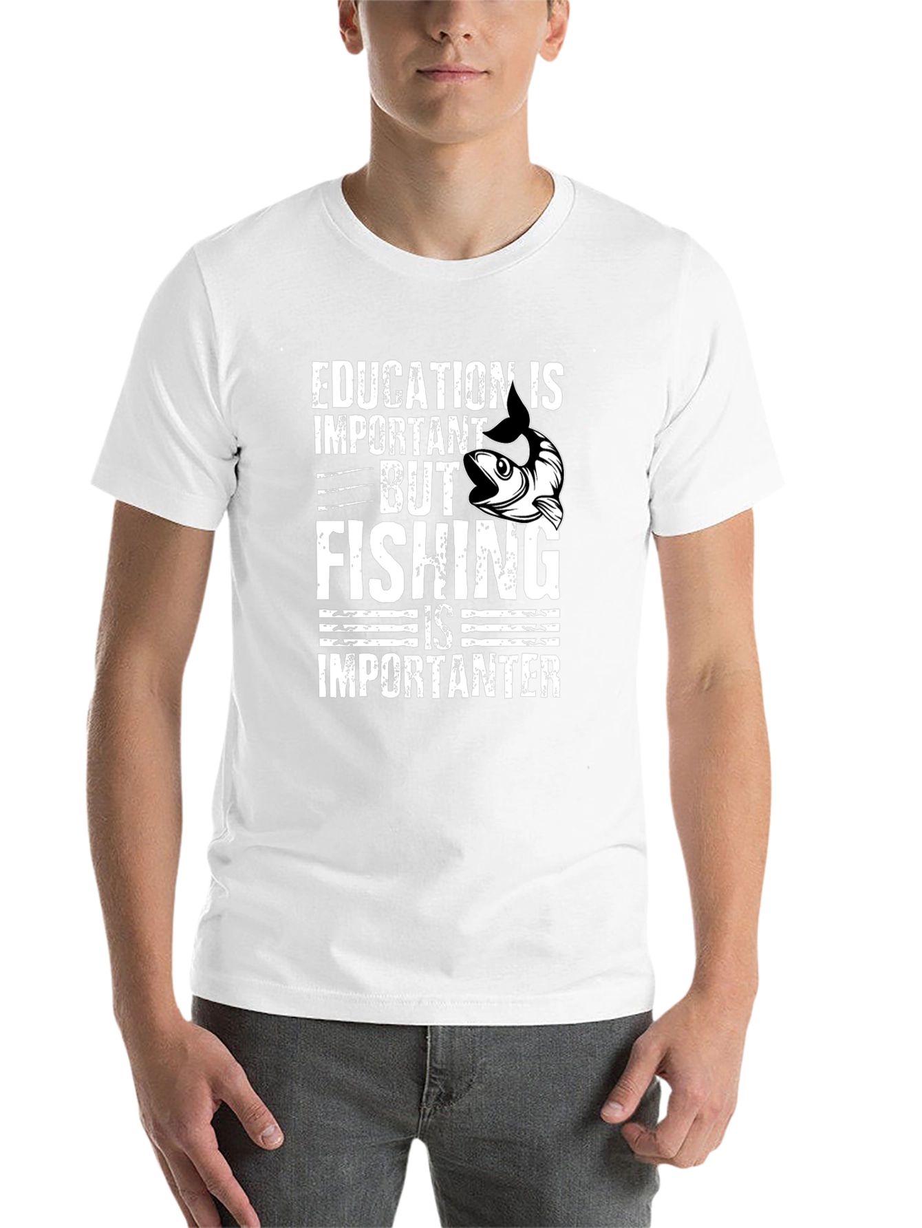 Education vs Fishing Graphic Tee - Black