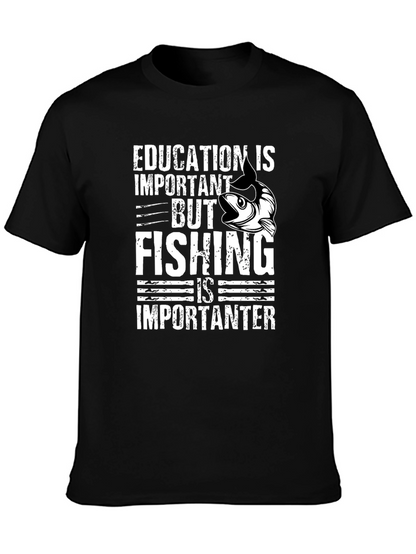 Education vs Fishing Graphic Tee - Black