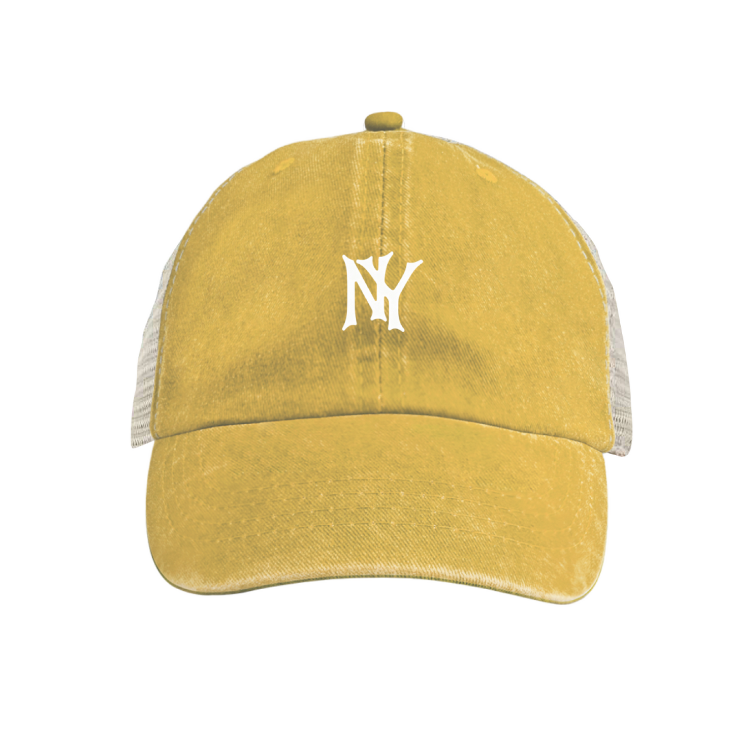 Classic NY Logo Vintage Washed Mesh Trucker Hat, New York City Street Style Cap