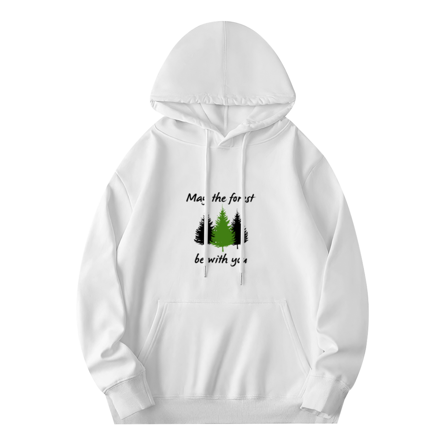 May The Forest Be With You Pine Tree White Hoodie, Cozy Nature Style Top