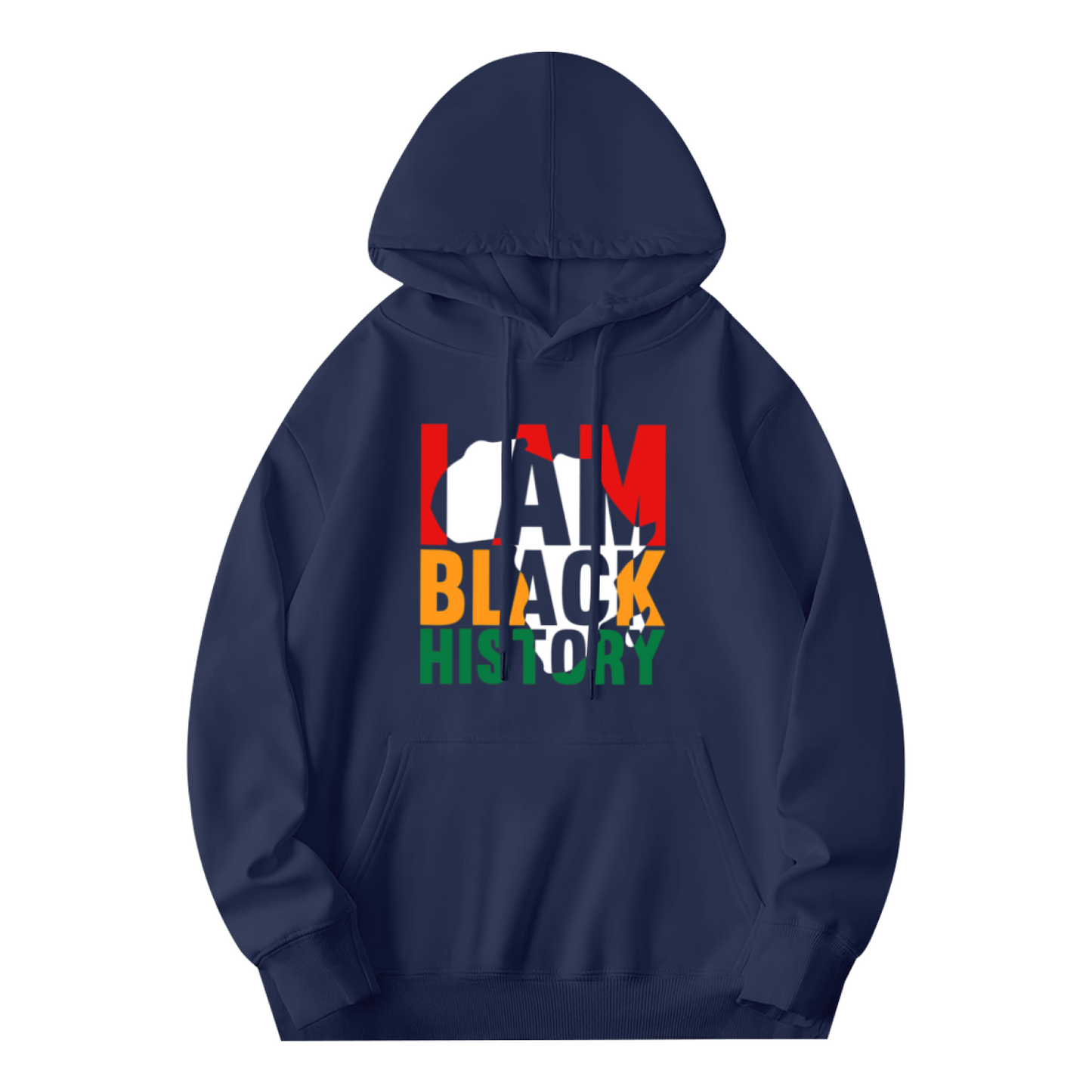 Pan African I AM BLACK HISTORY Navy Hoodie, Unisex Comfort Heritage Sweatshirt