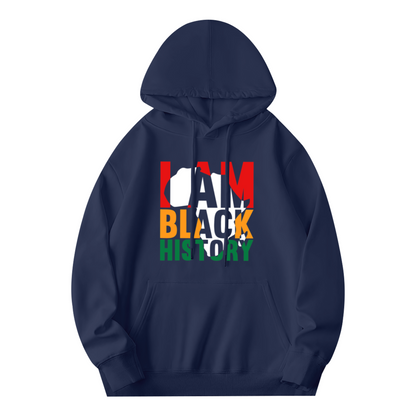 Pan African I AM BLACK HISTORY Navy Hoodie, Unisex Comfort Heritage Sweatshirt