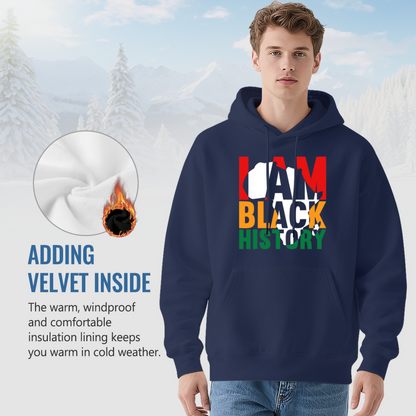 Pan African I AM BLACK HISTORY Navy Hoodie, Unisex Comfort Heritage Sweatshirt
