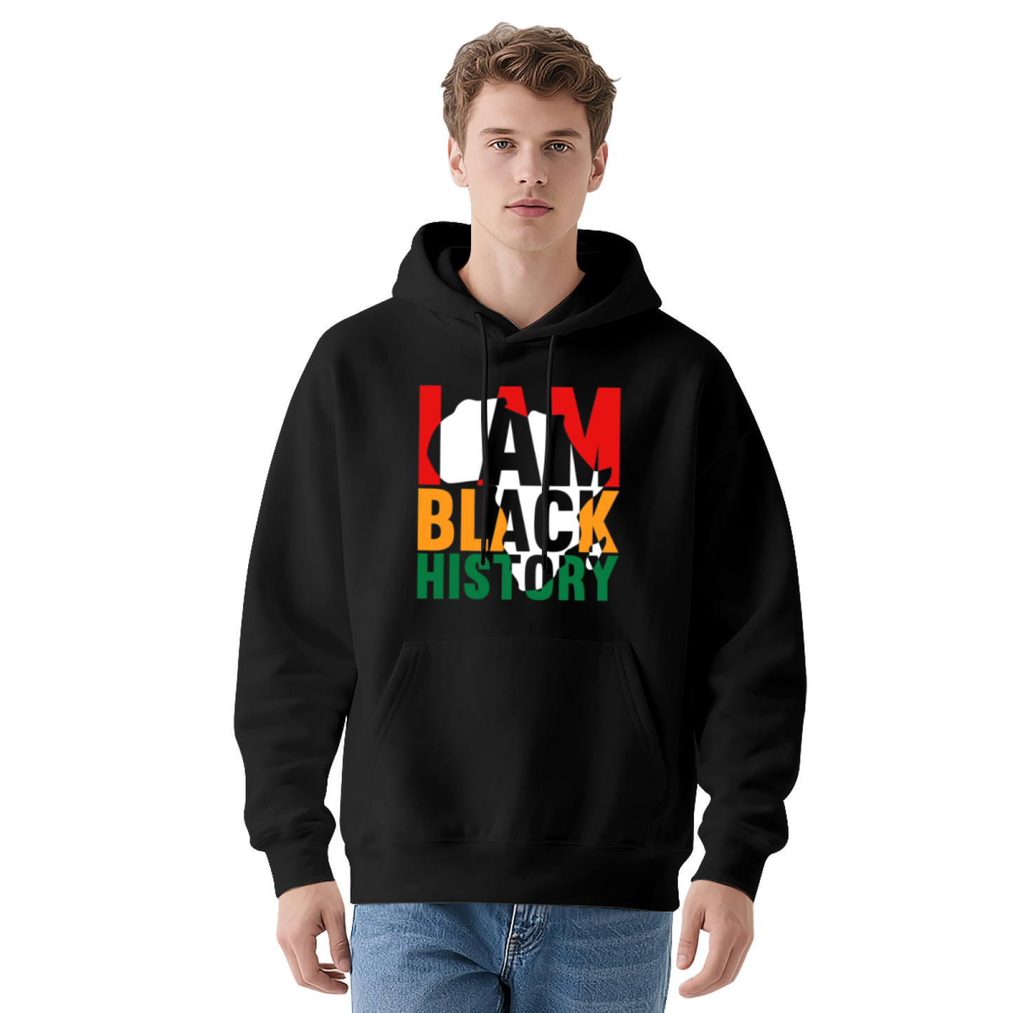 Pan African I AM BLACK HISTORY Navy Hoodie, Unisex Comfort Heritage Sweatshirt