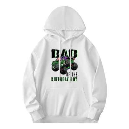 Dad Of The Birthday Boy Monster Truck White Hoodie, Men¡¯s Comfort Birthday Outfit