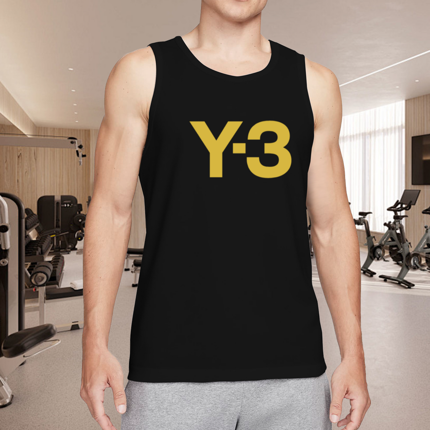 Minimalist Gold Y?3 Brand Logo Simple Men Muscle Tank Top