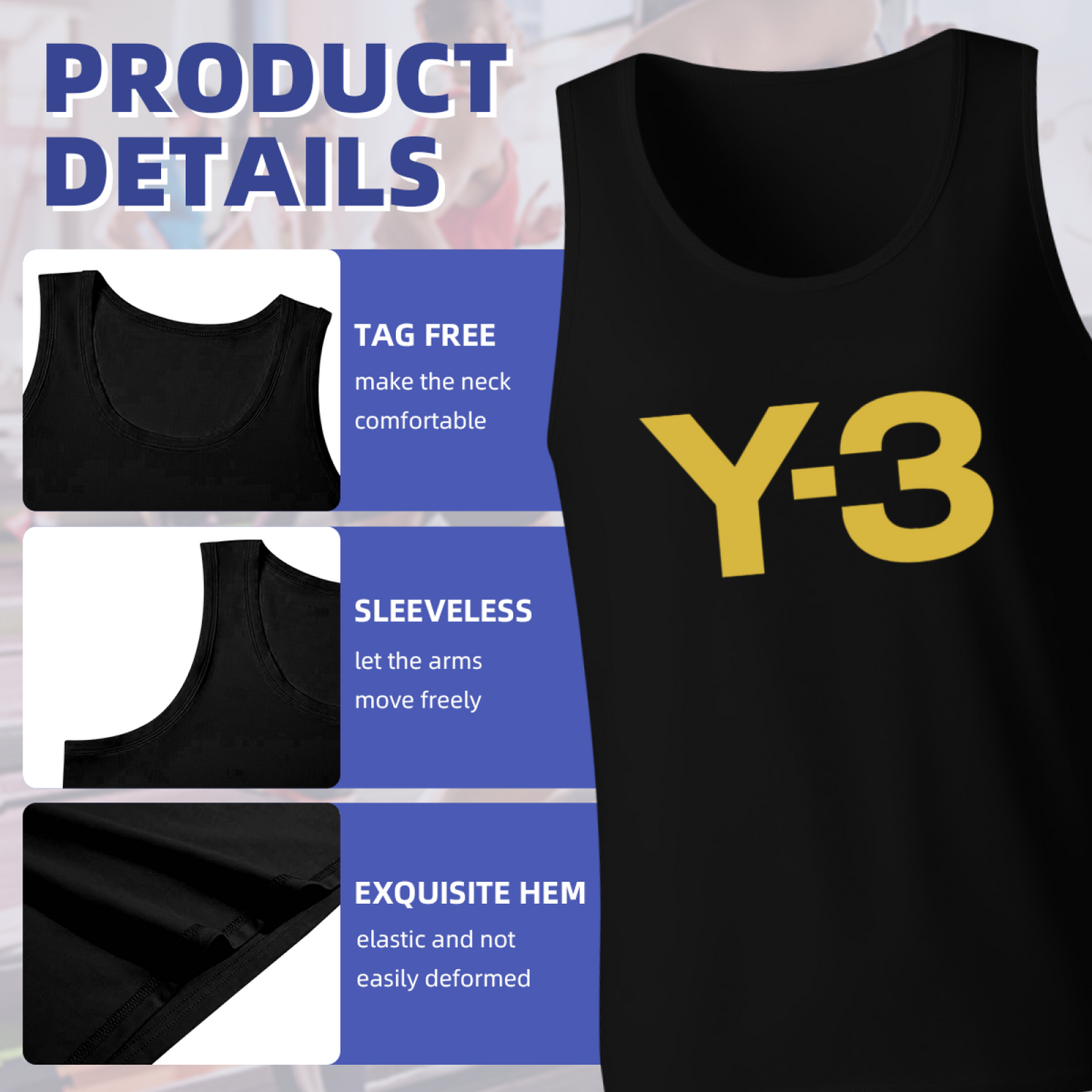 Minimalist Gold Y?3 Brand Logo Simple Men Muscle Tank Top