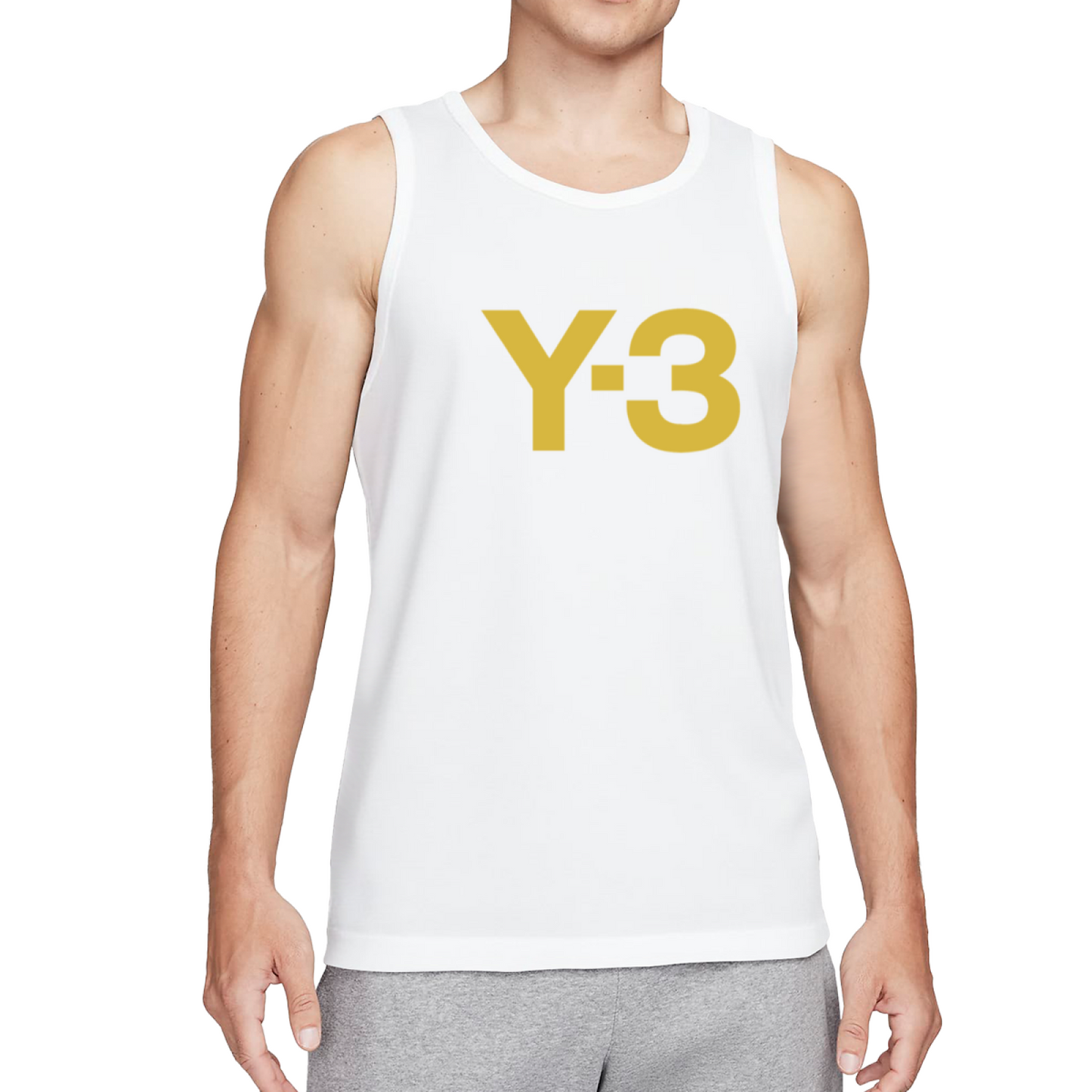 Minimalist Gold Y?3 Brand Logo Simple Men Muscle Tank Top