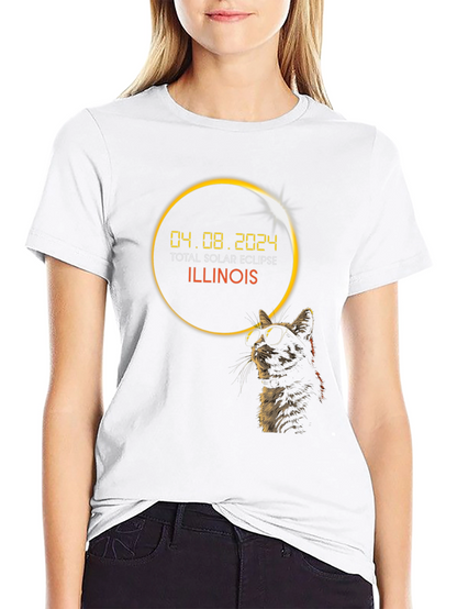 Total Solar Eclipse Illinois 2024 Cat T-Shirt