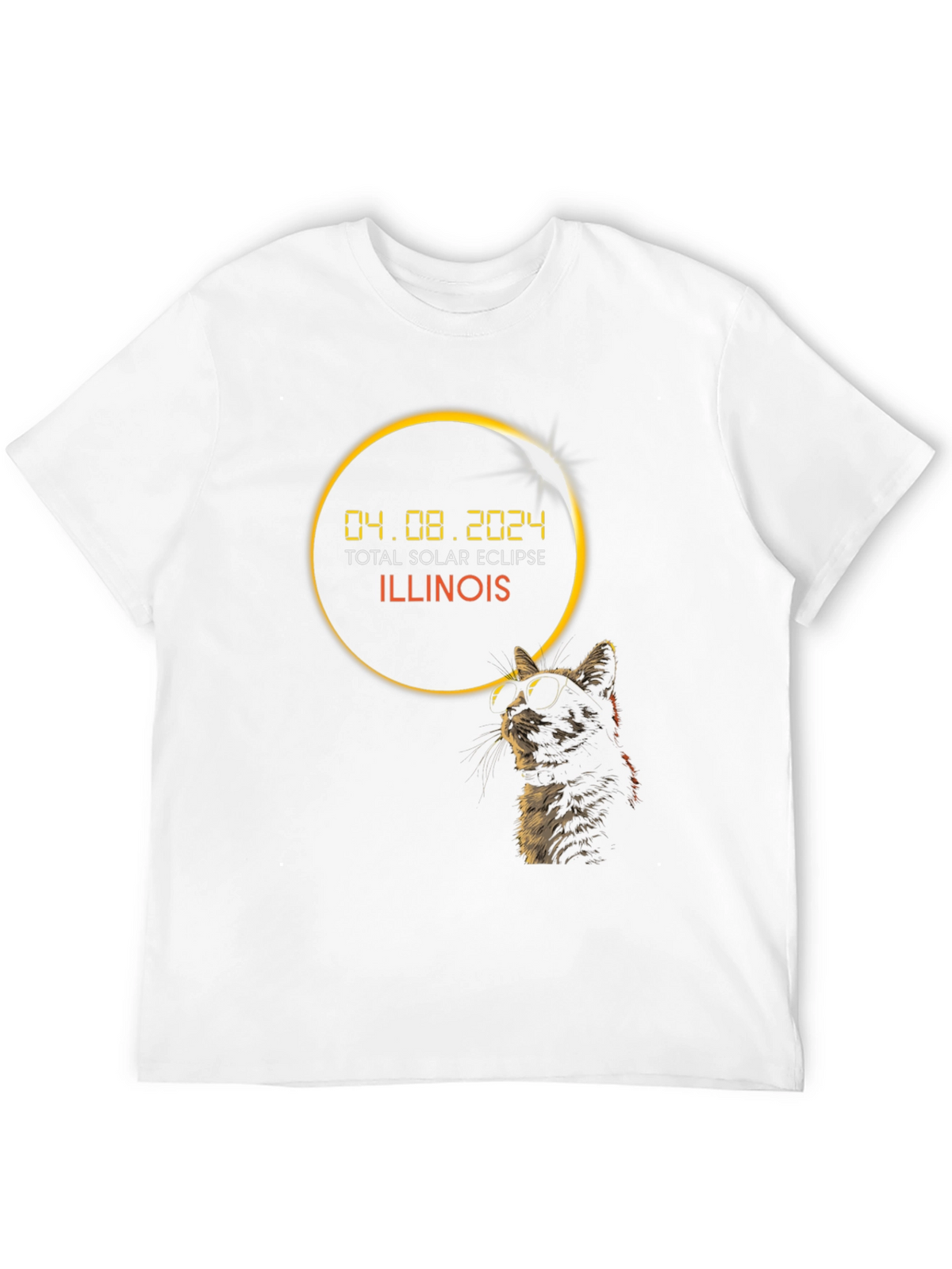 Total Solar Eclipse Illinois 2024 Cat T-Shirt