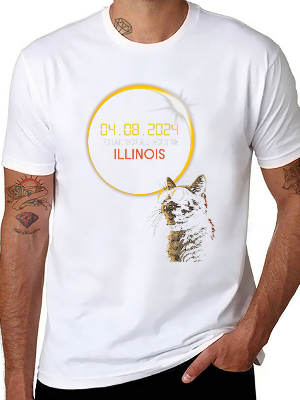 Total Solar Eclipse Illinois 2024 Cat T-Shirt