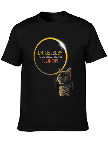 Total Solar Eclipse Illinois 2024 Cat T-Shirt