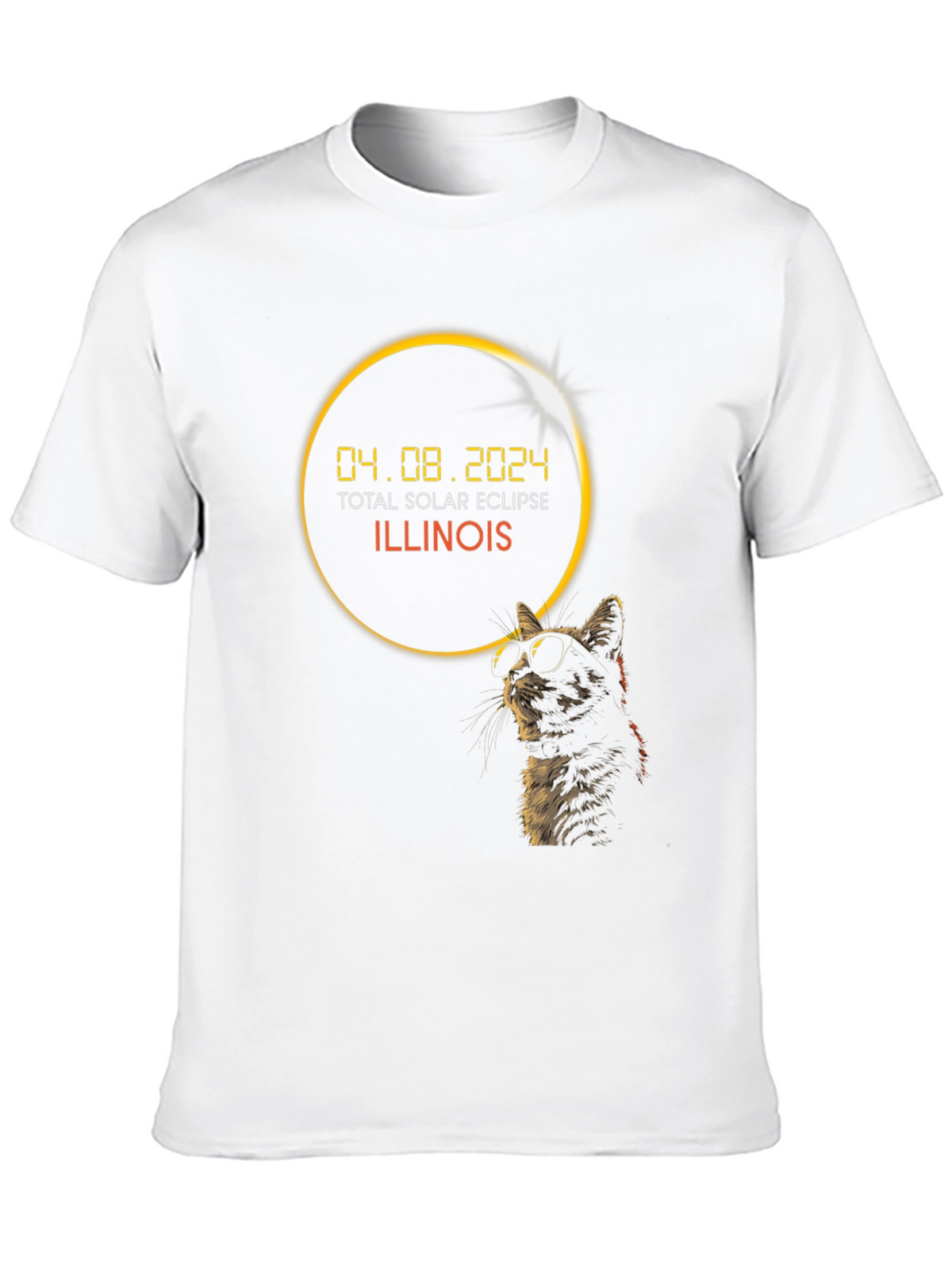 Total Solar Eclipse Illinois 2024 Cat T-Shirt